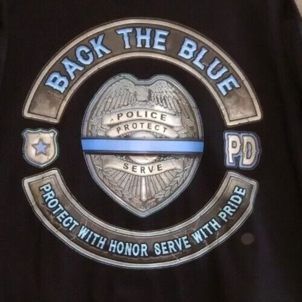 Back The Blue Protect With Honor Serve W/ Pride USA Police Men's T Shirt Size XL - Picture 5 of 8